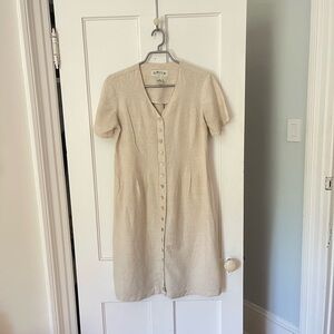 Orvis Linen Summer Midi Dress Oatmeal Size M